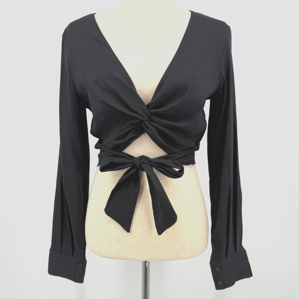 Zara Top Women's S Y2K Cropped Dark Fairy Grunge‎ Whimsigoth Witch Twist Front